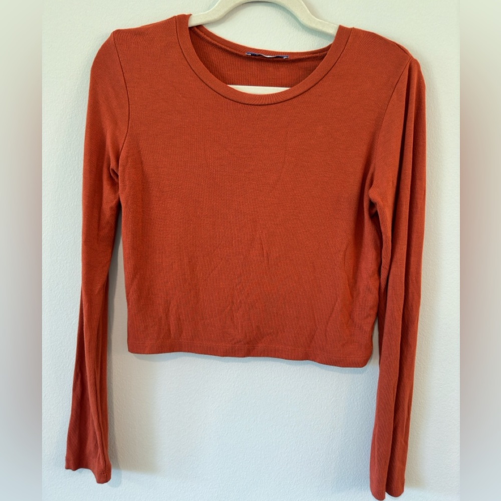 Like 🆕 ZARA | Trafaluc | Women’s Long Sleeve Crop Top | Burnt Orange | M